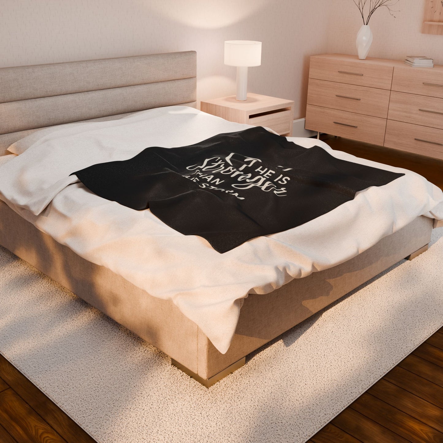 Inspirational Velveteen Plush Blanket - 'He is Stronger Than the Storm', Cozy Gift for Comfort and Encouragement, Perfect for Home [...]
