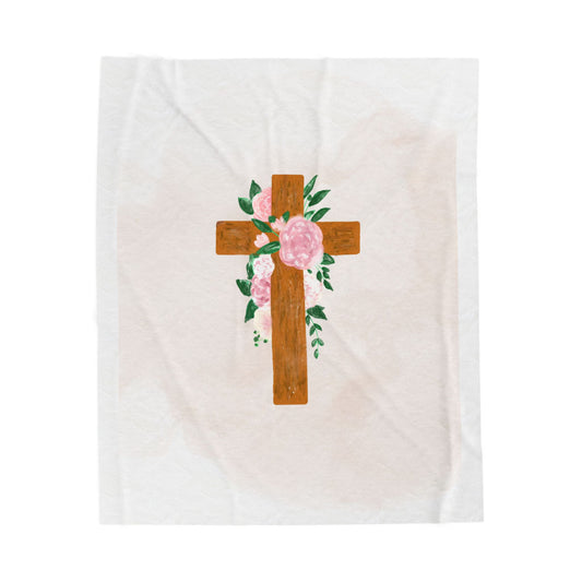 Christian Inspirational Velveteen Plush Blanket, Cozy Home Decor, Gift for Faith Lovers, Church Events, Religious Celebrations